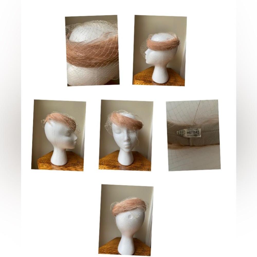 Vintage 1930s Formal Hat feathers with Veil Headband with Made in the USA